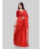 DESH BIDESH Women`s Khadi Cotton Handloom RupSagar Design Saree Without Blouse Piece(Red)